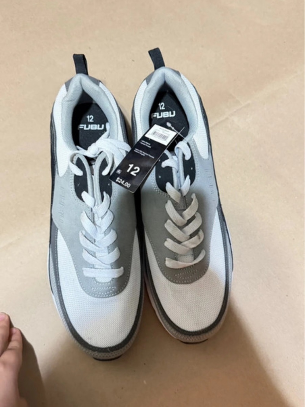 FUBU Men’s Light Gray and White Athletic Sneakers